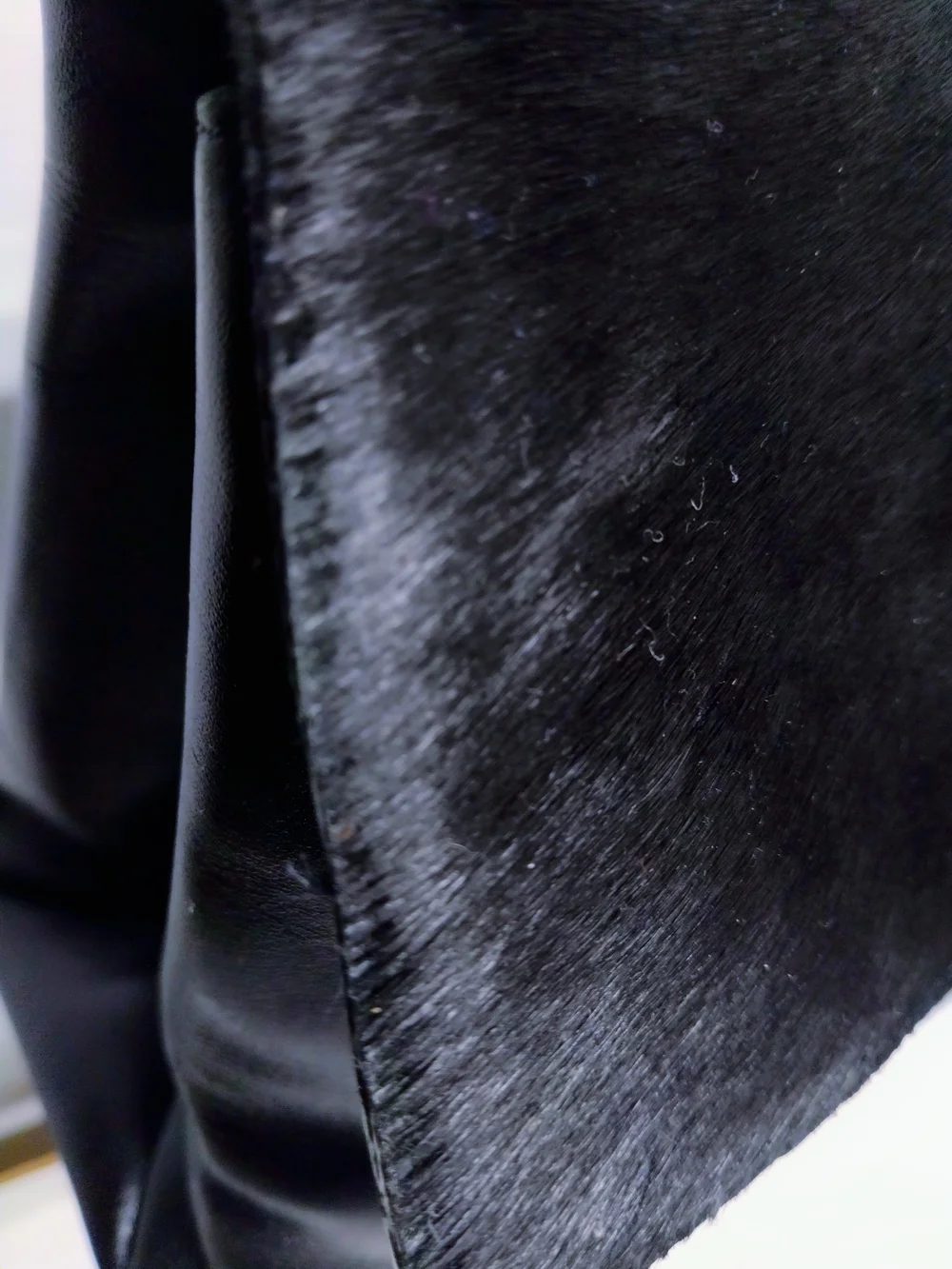 Black Leather and Haircalf Shoulder Bag with Gold Hardware From Adrienne Vittadi